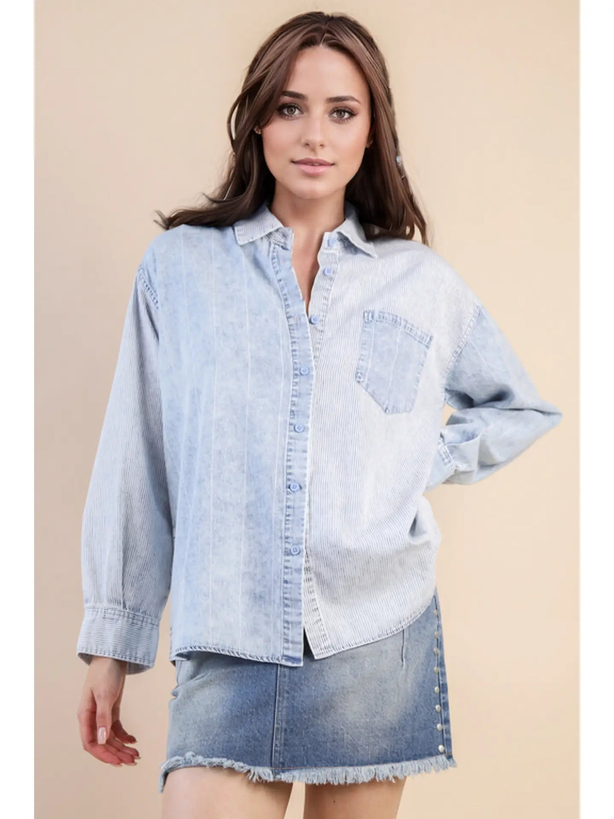 Mineral Washed Colorblock Stripe Top