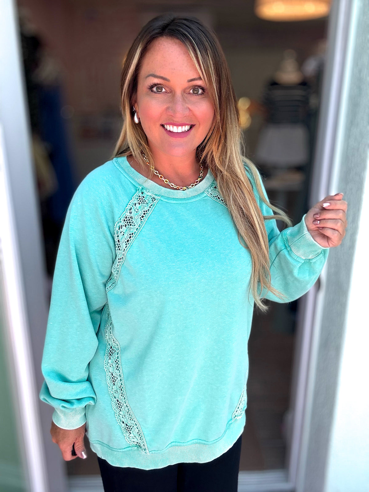 Lagoon Lace Pullover