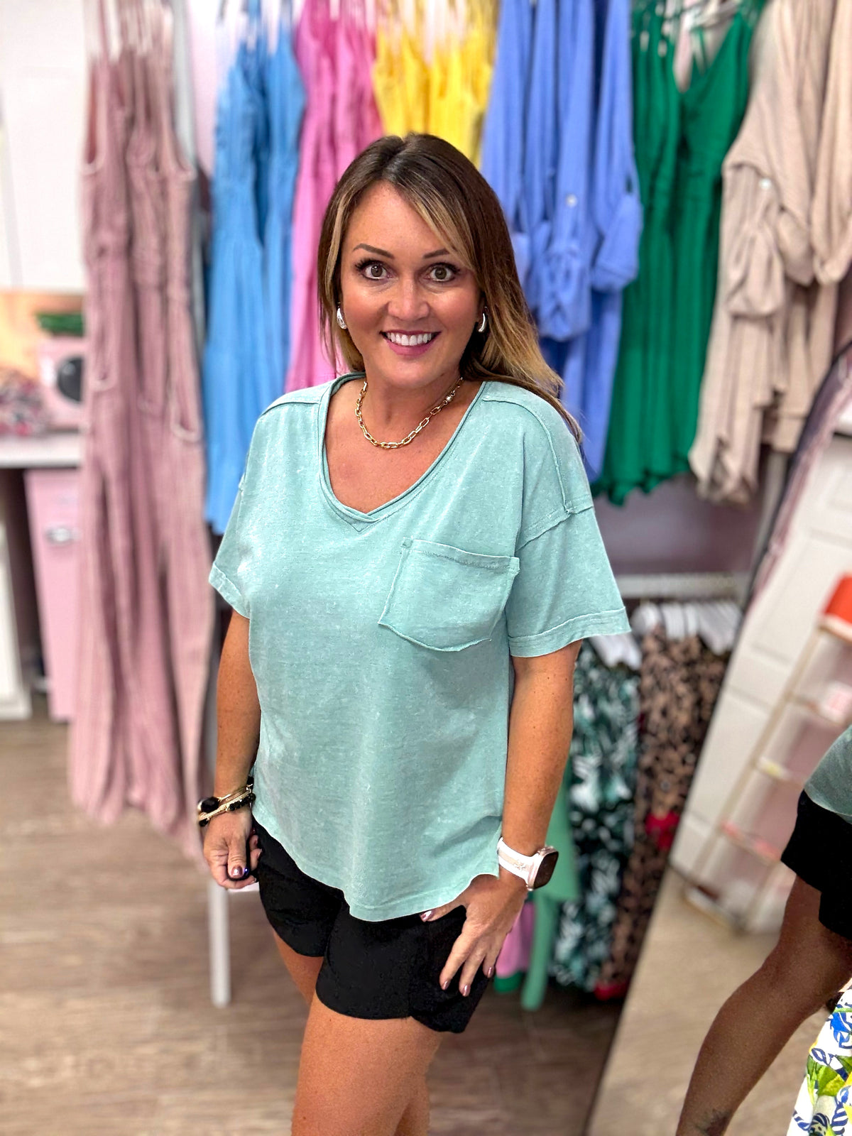 Saltwater Mineral Washed V-Neck Top