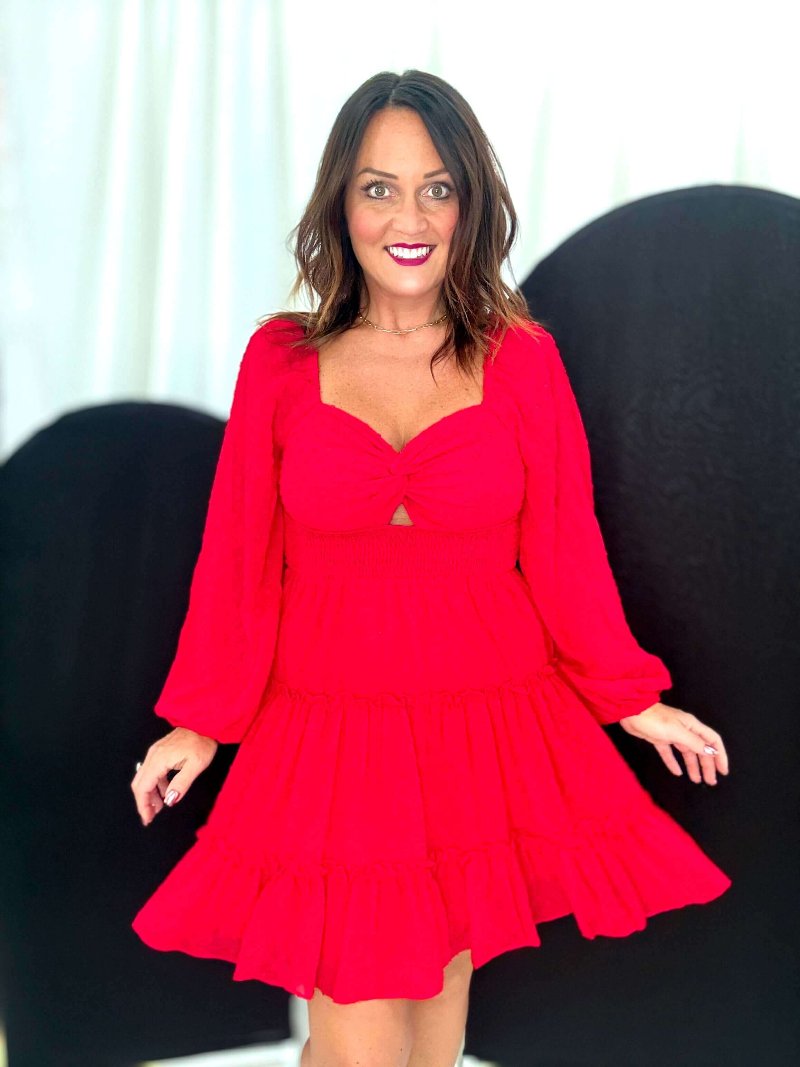 Women's Red Smocked Dress