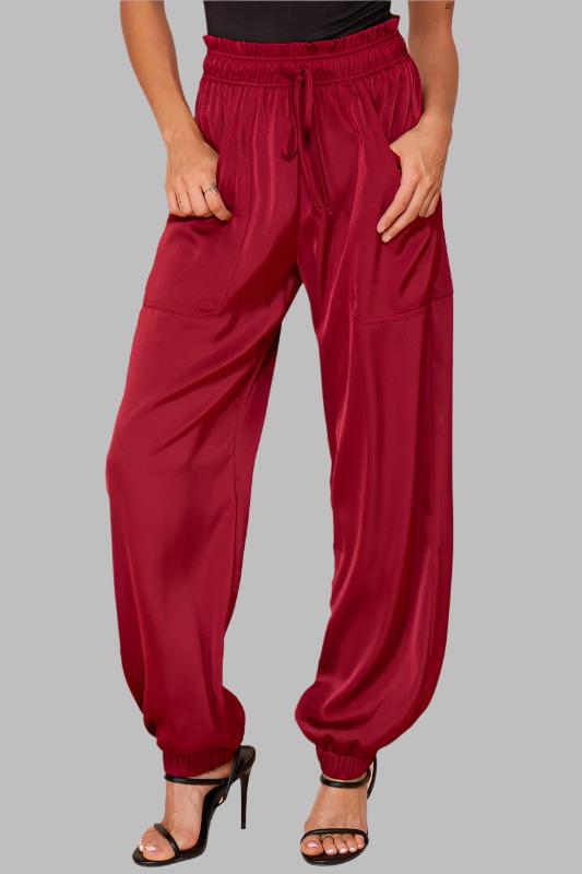 Women's Satin Elastic Jogger Pants