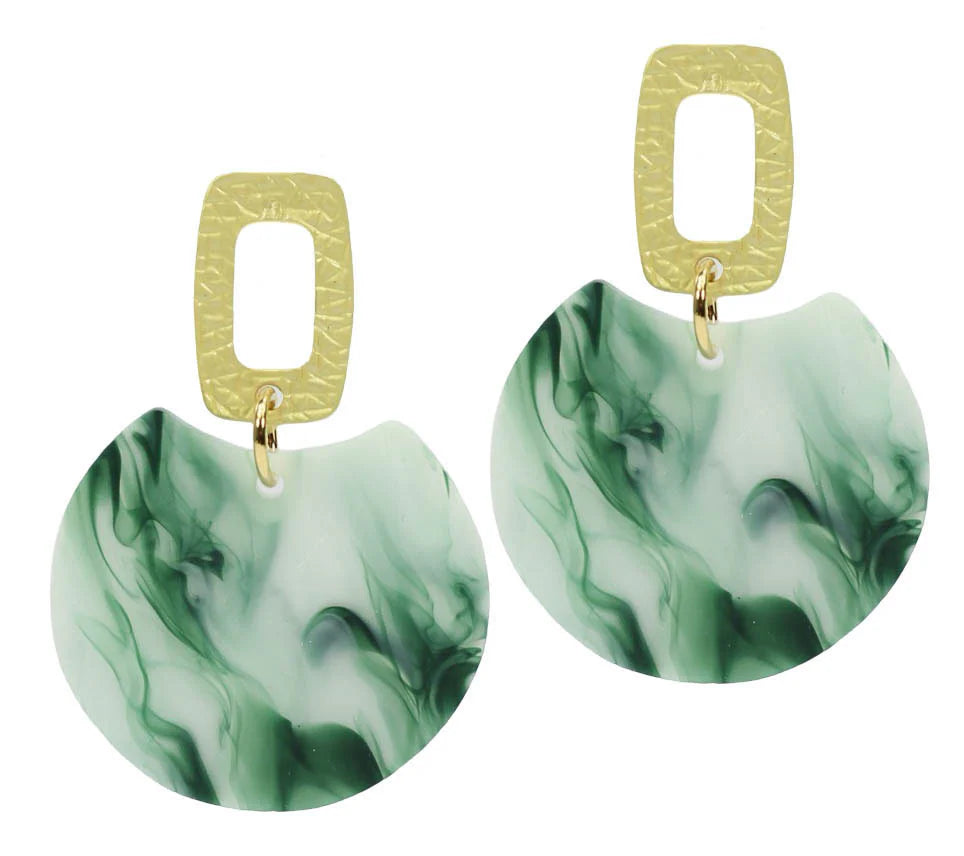 Bourbon and Boweties|Leighton Earring-Green Marble