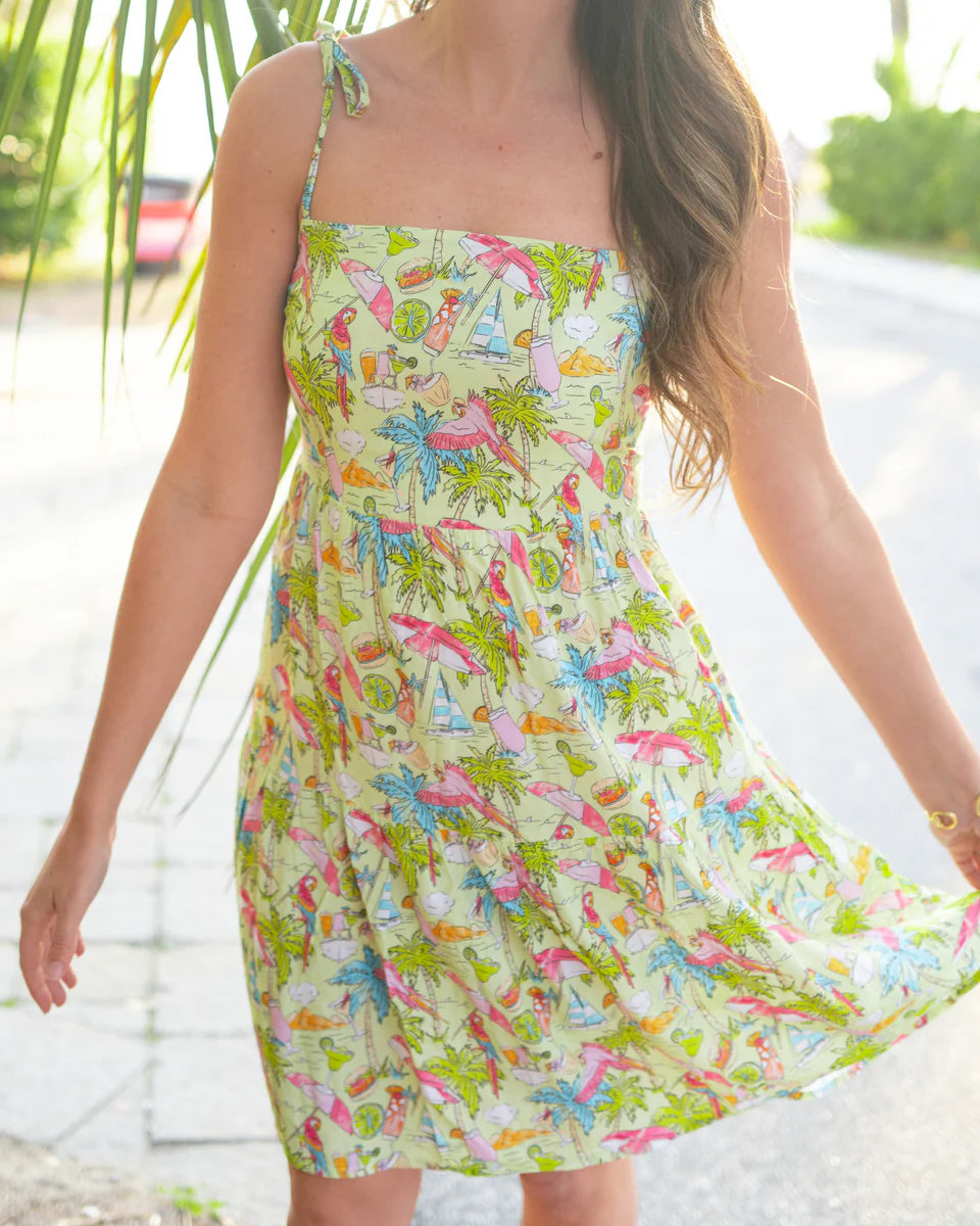 Margaritaville by Kenny Flowers Welcome to Margaritaville – Lime – Mini Resort Dress