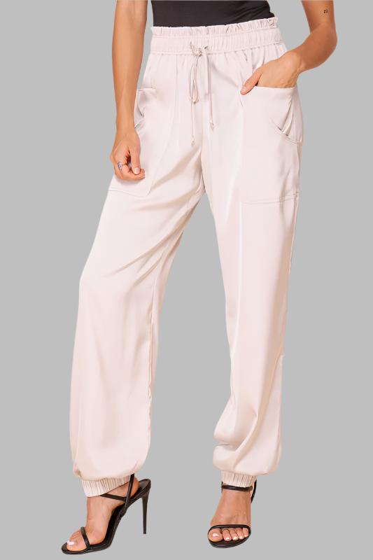 Women's Satin Elastic Jogger Pants