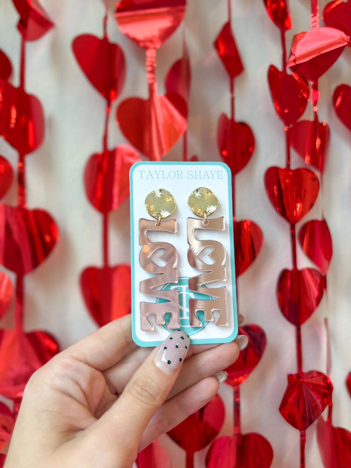 Taylor Shaye|Acrylic Love Drops - Rose Gold Mirror