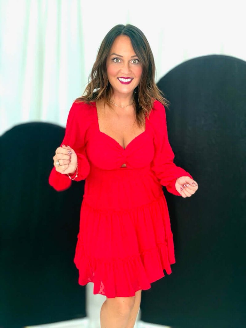 Women's Red Smocked Dress