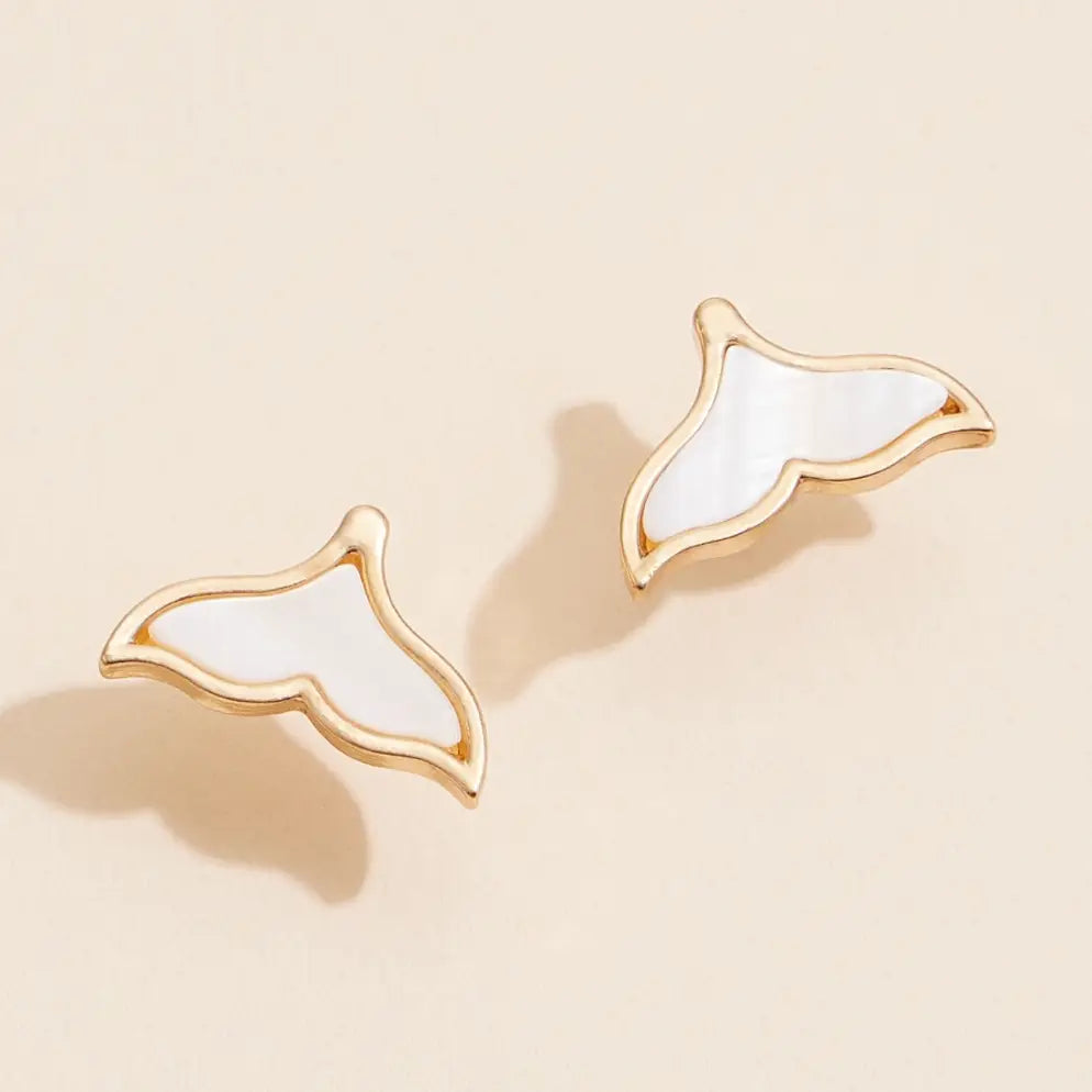 Whale Tail Shell Stud Earrings