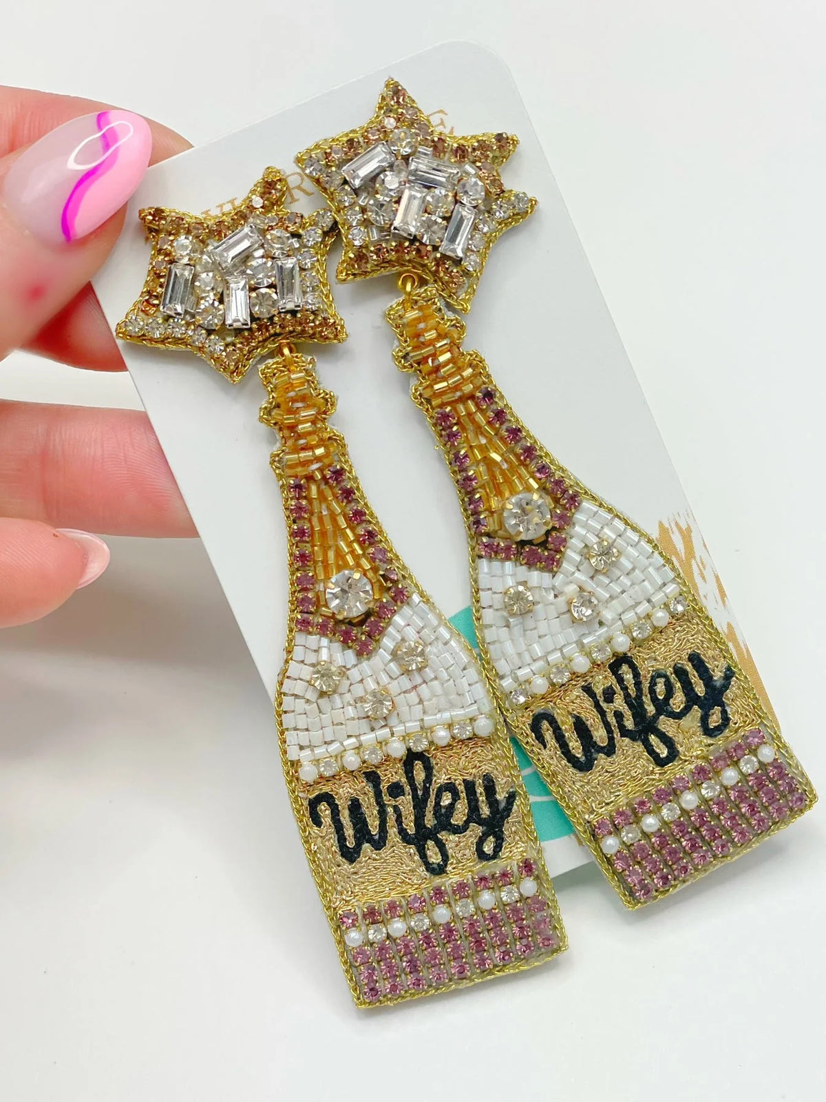 Taylor Shaye|Wifey Custom Beaded Bottles Earrings